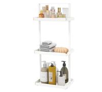 STWWO 3 Tier Standing Corner Shower Caddy Organizer, Metal Bathroom Shelf With Handle for Shampoo, Rack Stands for Inside Bathtub, White