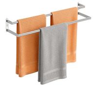 STWWO 60CM Double Towel Rail Wall Mounted Bathroom Towel Bar Rack, Brushed