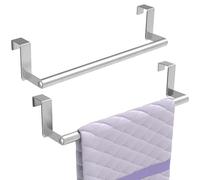 STWWO Kitchen Towel Holder for Cupboard Brushed Nickel | Over Cabinet Door Towel Bar, Over The Door Towel Rack, Stainless Steel Dish Towel Holder Hanger Rv Towel Rack, 2 Pack