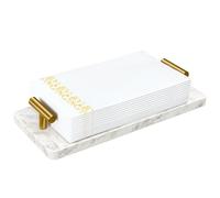 STWWO Napkin Holder for Bathroom, Guest Towel Holder Tray for Bathroom, Marble Guest Napkin Holders with Golden T-Handle, Disposable Hand Towel Tray for Guest Room, Table, Kitchen