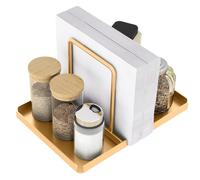 STWWO Napkin Holder for Table,Metal Serviette Holder with Salt & Pepper Shaker Caddy Standing Paper Napkin Dispenser for Kitchen Counter Decor, Golden