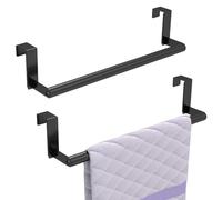 STWWO Over The Door Towel Rack, Kitchen Towel Holder Over Cabinet Door Towel Bar Stainless Steel for Cupboard for Kitchen Dish Towel Holder Hanger, 2 Pack (Black)