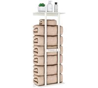 STWWO Towel Rack Wall Mounted Bath Towel Holder 76cm White Bathroom Towel Holder with Shelf Large Bath Sheets Rolled Towels Storage for Small Bathroom Organizer, 76x32x14cm