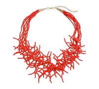 Stxdynjy Beaded Necklace Cluster Strand Statement Jewelry Gift for Her on Valentines Day, Red