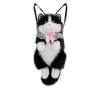 Stxdynjy Cat Doll Backpack Shoulder Bag Purse Toy With Meowing Sound Soft Touch Polyester Down Fill Adjustable Straps Zipper Storage suitable for girls teens, Array, Black, 50cm