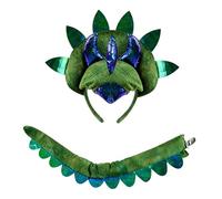 Stxdynjy Dinosaur Headband with Tail - Fun Costume Accessory for Stage Performances, Dance Parties And Much More, green