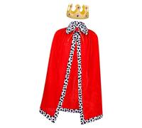 Stxdynjy King Costume Crown Fancy Dress Theater Cosplay Accessories Adjustable Cape Comfortable Suitable for Parent-Child Party Stage J, Children Red