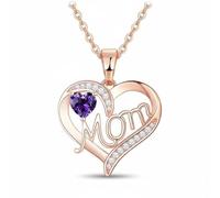 Stxdynjy Necklace Pendant Necklace Jewelry Gift With Mom Script And Heart Crystal On Polished Copper Setting suitable for daily wear family gatherings, color to 9