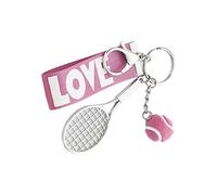 Stxdynjy Tennis Keychain with Racket, Ball, String Pendant, Bracelet, and Alloy. Long-. Ideal for Sports Gifts, Students, and Decor, Pink