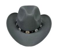 Stxdynjy Western Cowboy Hat for Adults Cowgirl Headwear Wide Brim Breathable Hat Suitable for Country Dances And Evenings, Gray