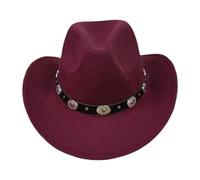 Stxdynjy Western Cowboy Hat for Adults Cowgirl Headwear Wide Brim Breathable Hat Suitable for Country Dances And Evenings, Wine Red