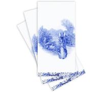 Stxy's Blue Easter Bunny Paper napkins - Vintage blue and white chinoiserie Easter disposable hand towels for bathroom Peter Rabbit decorative toile dinner napkins for decoupage, baby shower