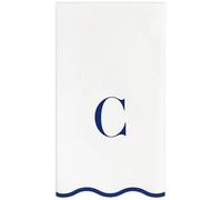 Stxy's Disposable Guest Towels, 40 Monogram Lettered Hand Towels - Navy Blue Letter, Monogrammed Scalloped Paper Dinner Napkins, for Bathroom and Powder Room (C)