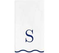 Stxy's Disposable Guest Towels, 40 Monogram Lettered Hand Towels - Navy Blue Letter, Monogrammed Scalloped Paper Dinner Napkins, for Bathroom and Powder Room (S)