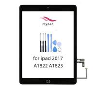 STYCES broken touch screen Digitizer replacement for iPad 2017 A1822 A1823,front glass screen 9.7 inch with Home button (no fingerprint function), tools, and double-sided tape (black/white) (black)