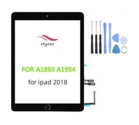 STYCES touch screen Digitizer replacement for iPad 2018 A1893 A1954,front glass screen 9.7 inch with Home button for ipad 6th Gen, tools double-sided tape (black/white) (black)