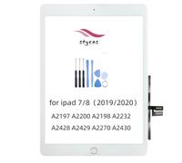STYCES touch screen Digitizer replacement for iPad 7/8(2019/2020)A2197 A2198 A2200 A2270 A2428 A2429 A2430,front glass screen 10.2 inch with Home button, tools double-sided tape (black/white) (white)