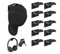 Stycypel 10Pcs Adhesive Hat Hooks for Wall Mounted, Hat Rack Organizer Strong Hold for Baseball Caps Modern Hat Hangers Storage for Door, Closet, Office, Bedroom Black