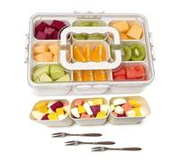 Stycypel 1pcs snack box,snack container with 9 compartments,divided serving tray with lid and handle,for storage, fruits, veggie, candy, picnic,dry fruits and nuts container