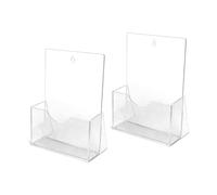 Stycypel A5 Leaflet Holder, 2 Pack Acrylic Freestanding Brochure transparent Booklet Flyer Stand for Office Restaurants Reception (2 Pack)