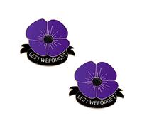 STYFA 2021 Remembrance Day 2Pcs Purple Poppy Flower Lapel Pin Badge Brooch Lest We Forget Veterans Memorial Day Remembrance Sunday Unisex