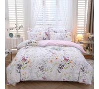 STYHO 3 Pieces Egyptian Cotton Bedding King Size Duvet Cover Set-Purple Floral Bedding with Pillowcases-Ultra Soft Comfortable Ink Flowers Bedding Sets for All Seasons(Purple Flower, King)