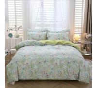 STYHO 3 Pieces Green Floral Bedding Sets Double Size Egyptian Cotton Flower Duvet Covers with Pillowcases Ultra Soft Botanical Duvet Cover Set for Women Adults(Green Floral, Double)