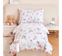 STYHO Girls Bedding Single Size Bed Set Floral Pink Duvet Cover with Pillowcase Soft Reversible Floral Kids Duvet Cover Sets for All Seasons(Rose, Single)