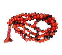 STYL. Collection Natural Original Red Gunja Ratti Chirmi Mala Necklace with Tassel Natural Rosary Jaapmala for Meditation Mantra Chanting & Pooja Astrology for Men & Women 108+1 Beads