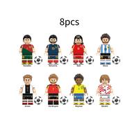 (Style 1) 8pcs Soccer Super Star Building Block Toy Messi Ronaldo Mini Doll Gift Figure