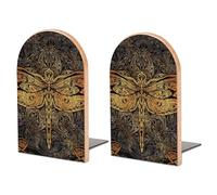 Style 1 Beautiful Jewelry Dragonfly Large Wood Bookends for Shelves Non Sk
