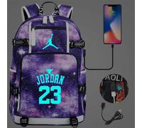 (Style 11) Basketball Football Player Jordan Backpack USB Ruckpack Kid Student School Bags