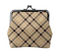Style (13) Leather Bag for Women Kiss Lock Wallet Retro Coin Purse Coin Organizer Purse, Vintage Style (Black Red Beige and White Plaid Tartan Flannel)