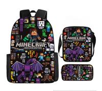 (Style 13) Minecraft Cartoon Printed Backpack Student Schoolbag Shoulder Bag Pencil Bag
