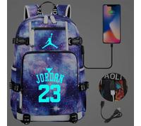 (Style 14) Basketball Football Player Jordan Backpack USB Ruckpack Kid Student School Bags