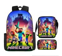 (Style 15) Cartoon Minecraft Printed Backpack Student Schoolbag Shoulder Bag Pencil Bag