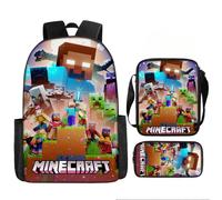 (Style 16) Cartoon Minecraft Printed Backpack Student Schoolbag Shoulder Bag Pencil Bag
