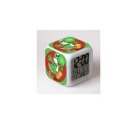 (Style 16, Three-cell battery model) Super Mario Seven-Color Alarm Clock, Super Mario Color-Changing Square Bedside Clock Gift