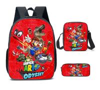 (Style 16, Three piece backpack set) UK 2023 New Super Mario Elementary School Children's Cartoon Backpack Three Piece Set One Shoulder Pen Bag