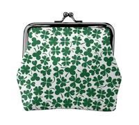Style (181) Leather Bag for Women Kiss Lock Wallet Retro Coin Purse Coin Organizer Purse, Vintage Style (Lucky Clover Shamrock)