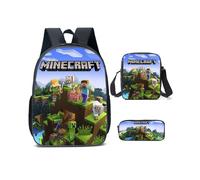 (Style 19) Minecraft Cartoon Printed Backpack Student Schoolbag Shoulder Bag Pencil Bag