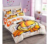 (Style 2, Single 135*200cm) Cute Garfield Cartoon Quilt Cover Children's Bedding Set