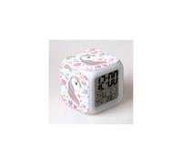 (Style 2, Three-cell battery model) Unicorn Colorful Alarm Clock LED Square Clock Student and Children's Gift Color Changing Creative Alarm Clock