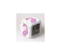 (Style 20, Three-cell battery model) Unicorn Colorful Square Alarm Clock, Creative Color-Changing Alarm Clock, Student Gift