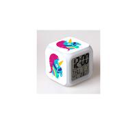 (Style 23, Three-cell battery model) Unicorn Colorful Square Alarm Clock, Creative Color-Changing Alarm Clock, Student Gift