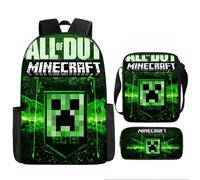 (Style 3) Cartoon Minecraft Printed Backpack Student Schoolbag Shoulder Bag Pencil Bag