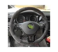 (style 3) Hand-Stitched Soft Black Carbon Fiber Black Suede Car Steering Wheel Cover
