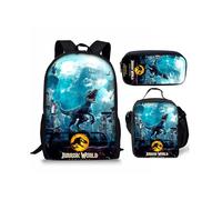 (Style 32) Jurassic World Dinosaur Backpack Student School Bag Lunch Bag Pencil Bag Three-piece Set