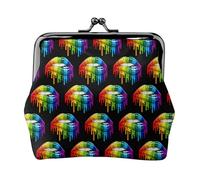 Style (320) Buckle Closure Coin Purses, Cute Vintage Change Purse Wallets (LGBT Gay Homosexual Lesbian Rainbow Lips Pride)