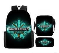 (Style 4) Cartoon Minecraft Printed Backpack Student Schoolbag Shoulder Bag Pencil Bag